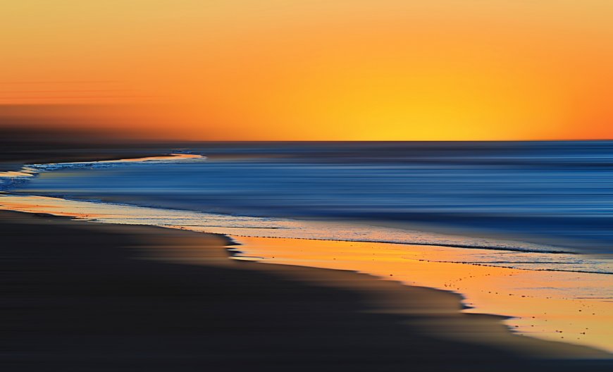 唯美夕阳沙滩风景图片壁纸