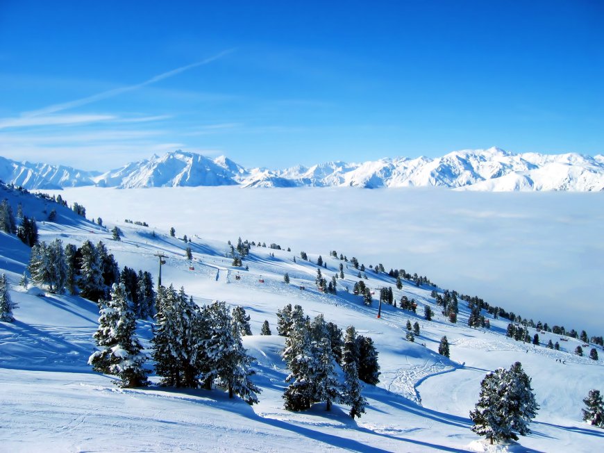 蓝天 雪山风景壁纸图片