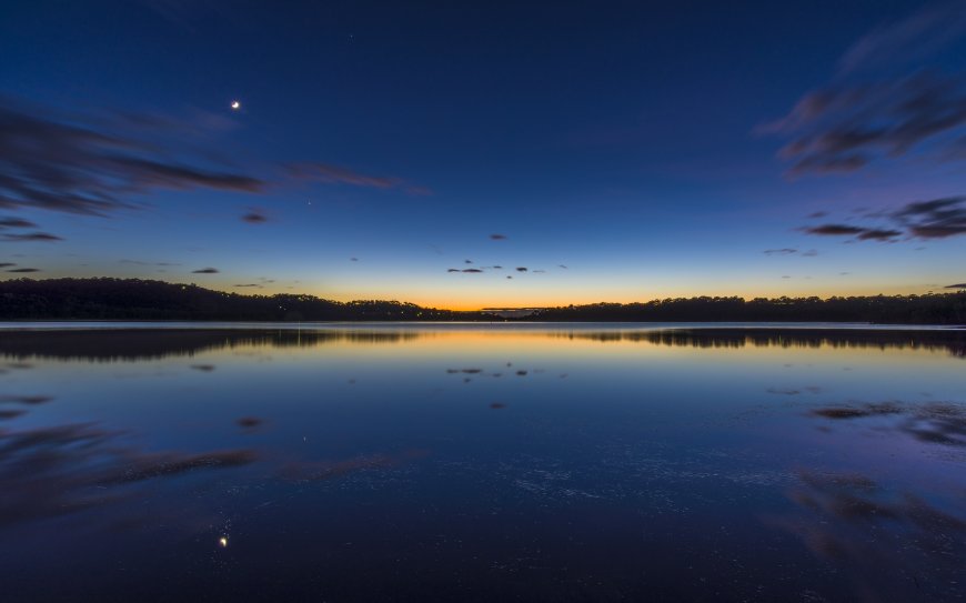 唯美宁静湖泊夕阳自然风景壁纸