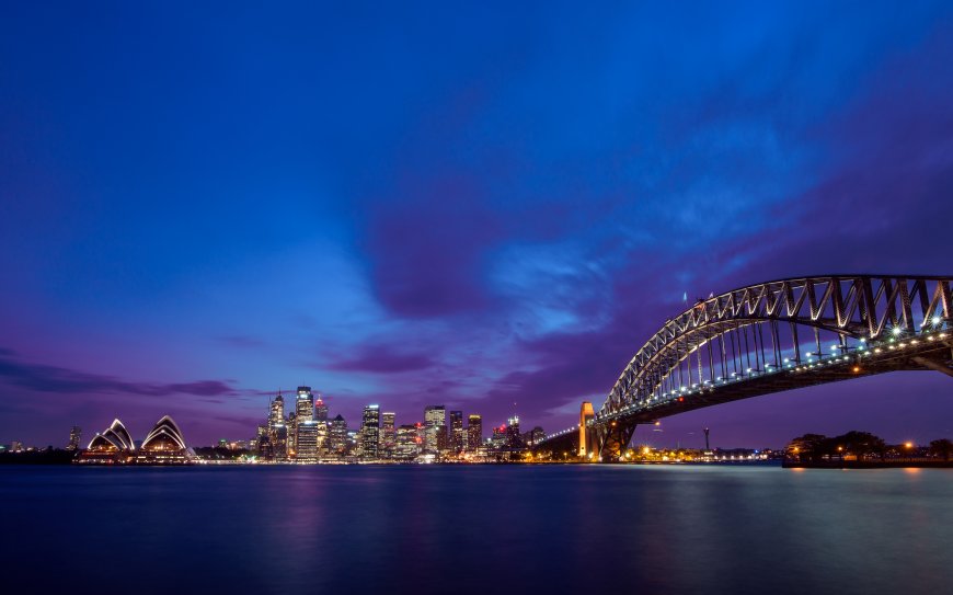 悉尼城市大桥夜景风景壁纸
