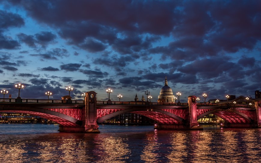 泰晤士河大桥夜景风景壁纸