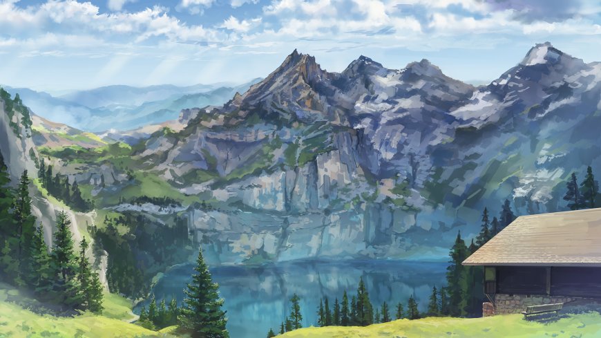 山水湖泊动漫风景壁纸