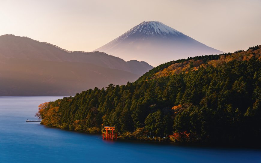 摄影-风景-自然-日本-富士山-川-鸟居-森林4K壁纸
