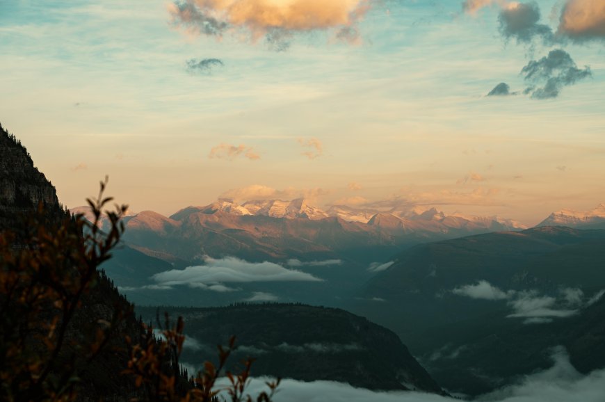 自然景观-山顶-云彩-日落-冰川-国家公园风景壁纸